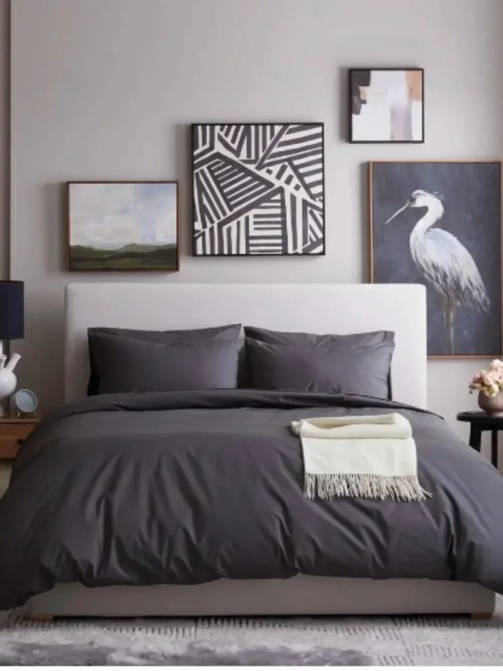New! Quince Queen Classic 100% Organic Cotton Duvet Cover in Graphite Grey